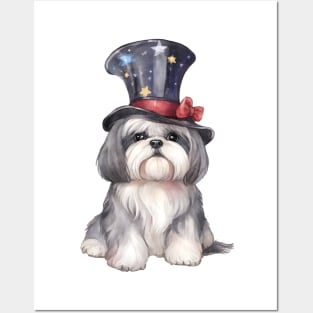 Watercolor Shih Tzu Dog in Magic Hat Posters and Art